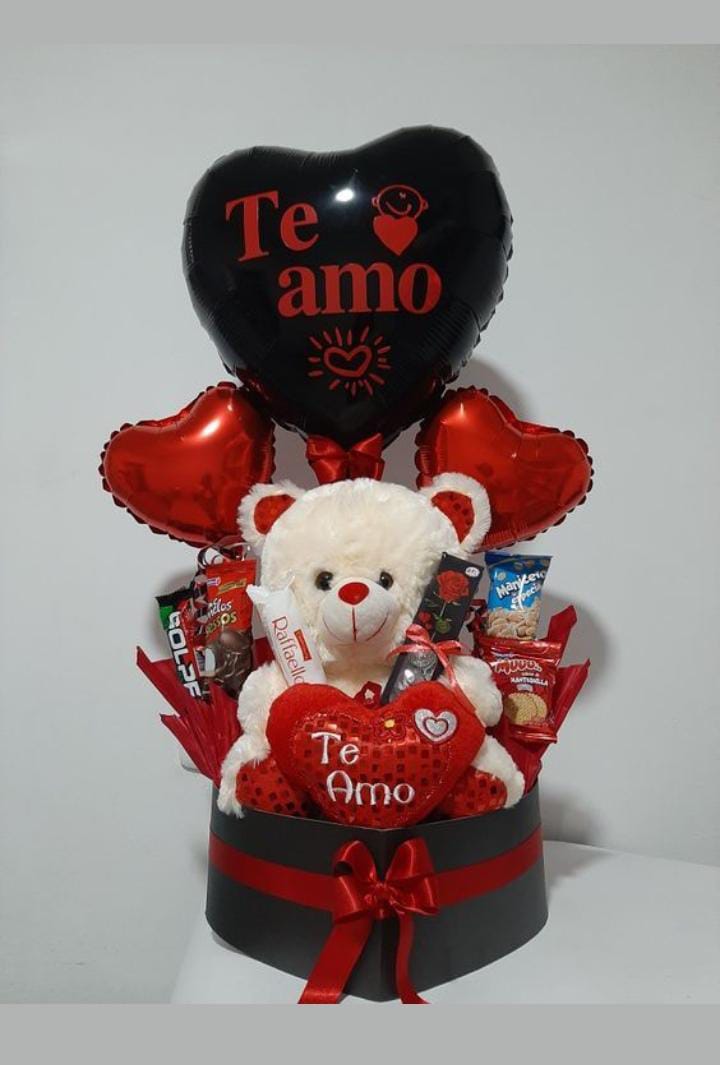 Oso de peluche bombones y globos